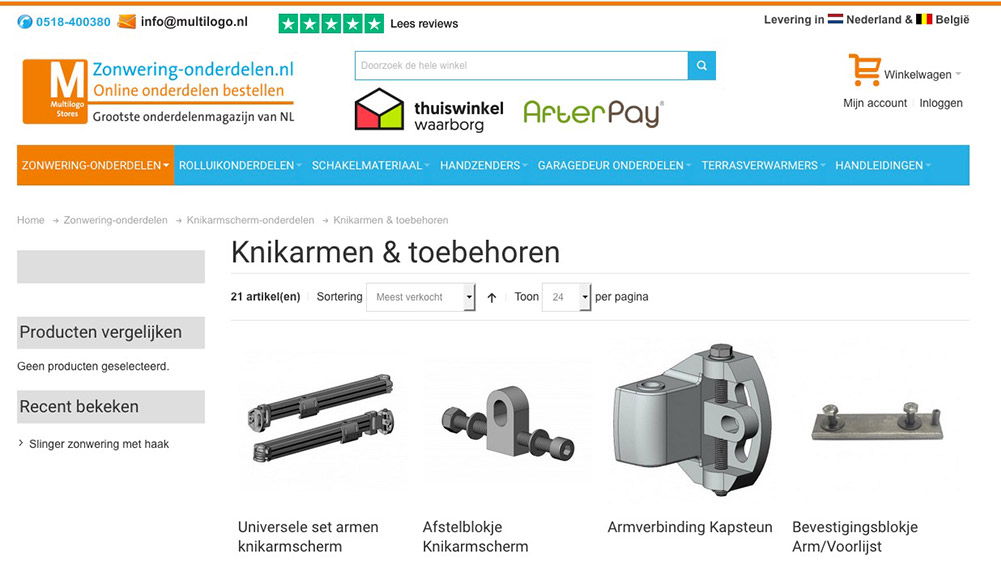 Website zonwering